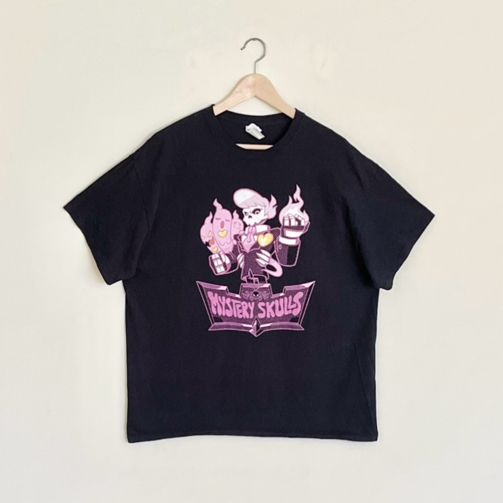 Mystery Skulls Animated Lewis Graphic Black T Shirt Adult size XL